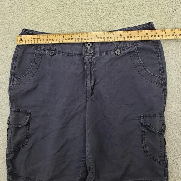 St John's Bay Shorts Womens 12 Linen Blue Cargo Utility Flat Front Pockets - Picture 10 of 13